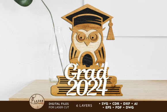 Graduation Owl Laser Cut Template for Stands and Creative Projects