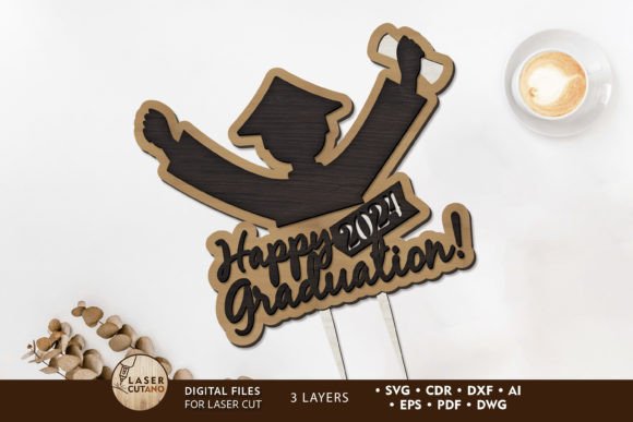Happy 2024 Graduation Decor Template for Laser Cutting and Cake Toppers