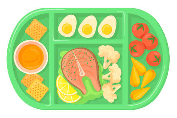 Lunch Tray Cartoon Graphics: A Polished Illustration for Content Creators