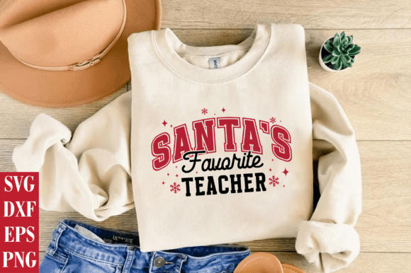Santa's Favorite SVG, Teacher SVG PNG: A Versatile Graphic for T-Shirt Designs