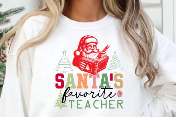 Santa’s Favorite Teacher SVG PNG T-Shirt: A Festive Graphic Design Asset for Creative Projects