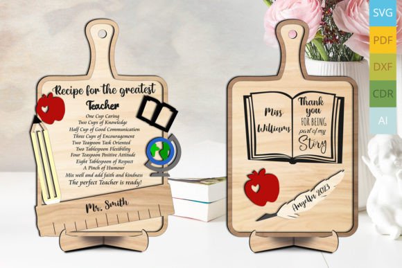 Teacher Cutting School Boards Recipe Laser Cutting Ornaments