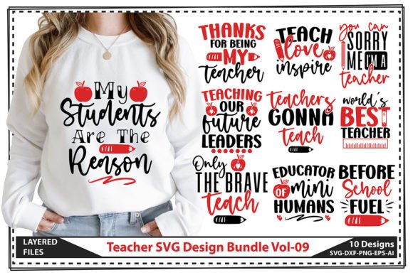 Teacher SVG Design Bundle Vol-09: A Versatile Graphics Set for T-Shirt Designs